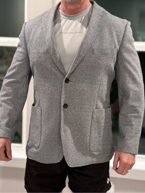 Bensol Men’s Gray Textured Knit Blazer Sport Coat Modern Tailored Jacket 50R
